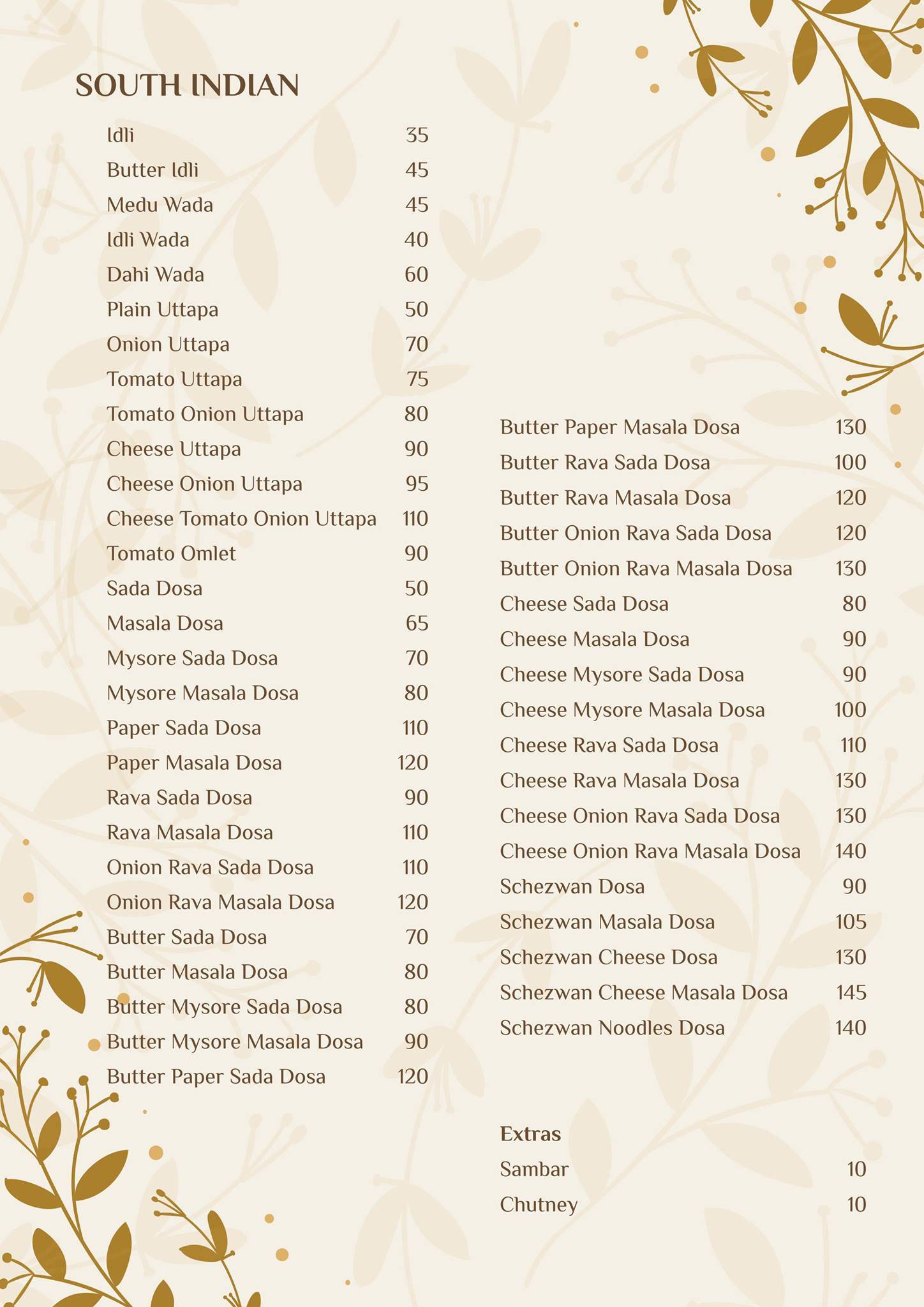 Shriniwas Veg menu
