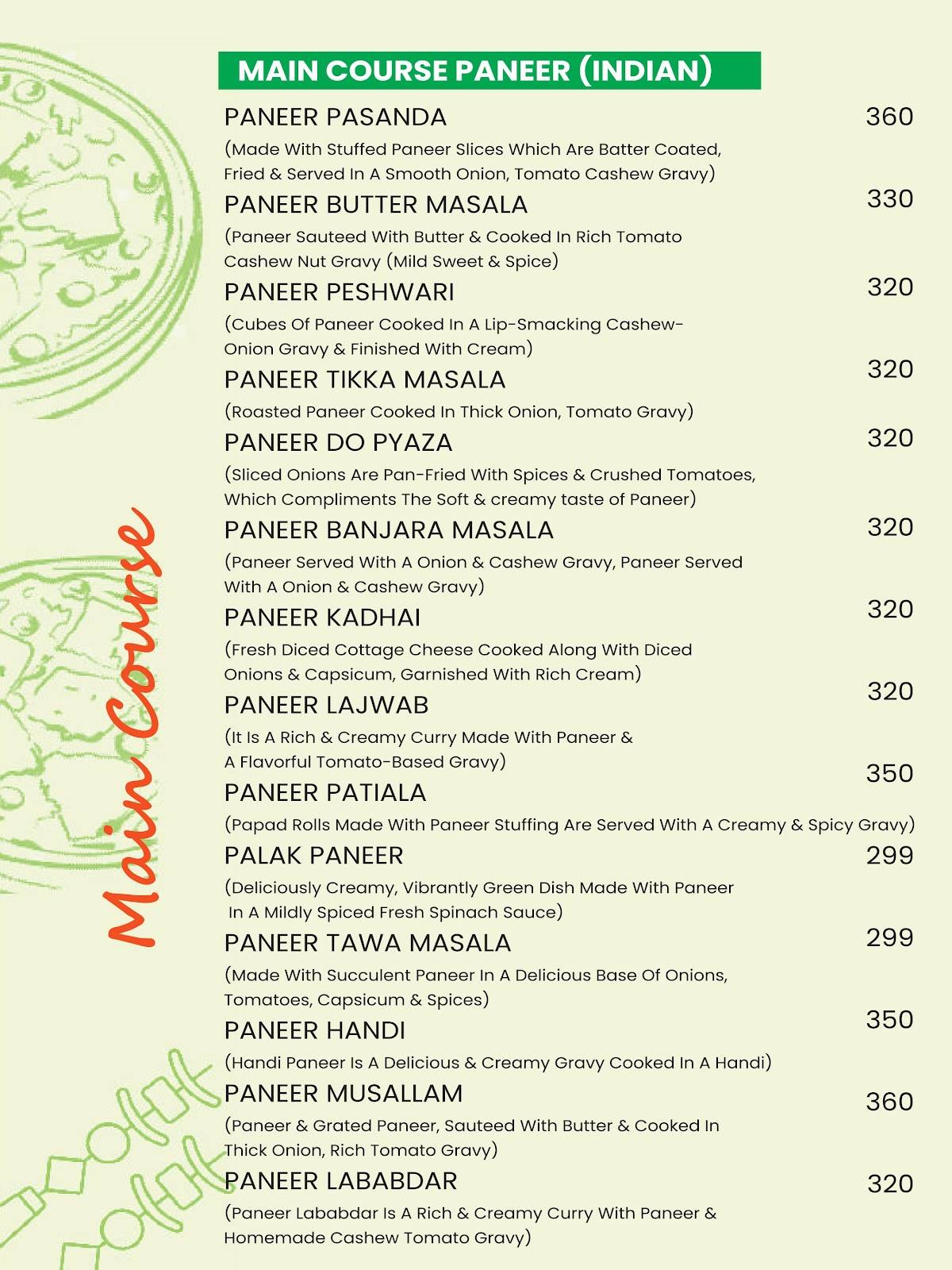 Tatva Restaurant and Cafe menu