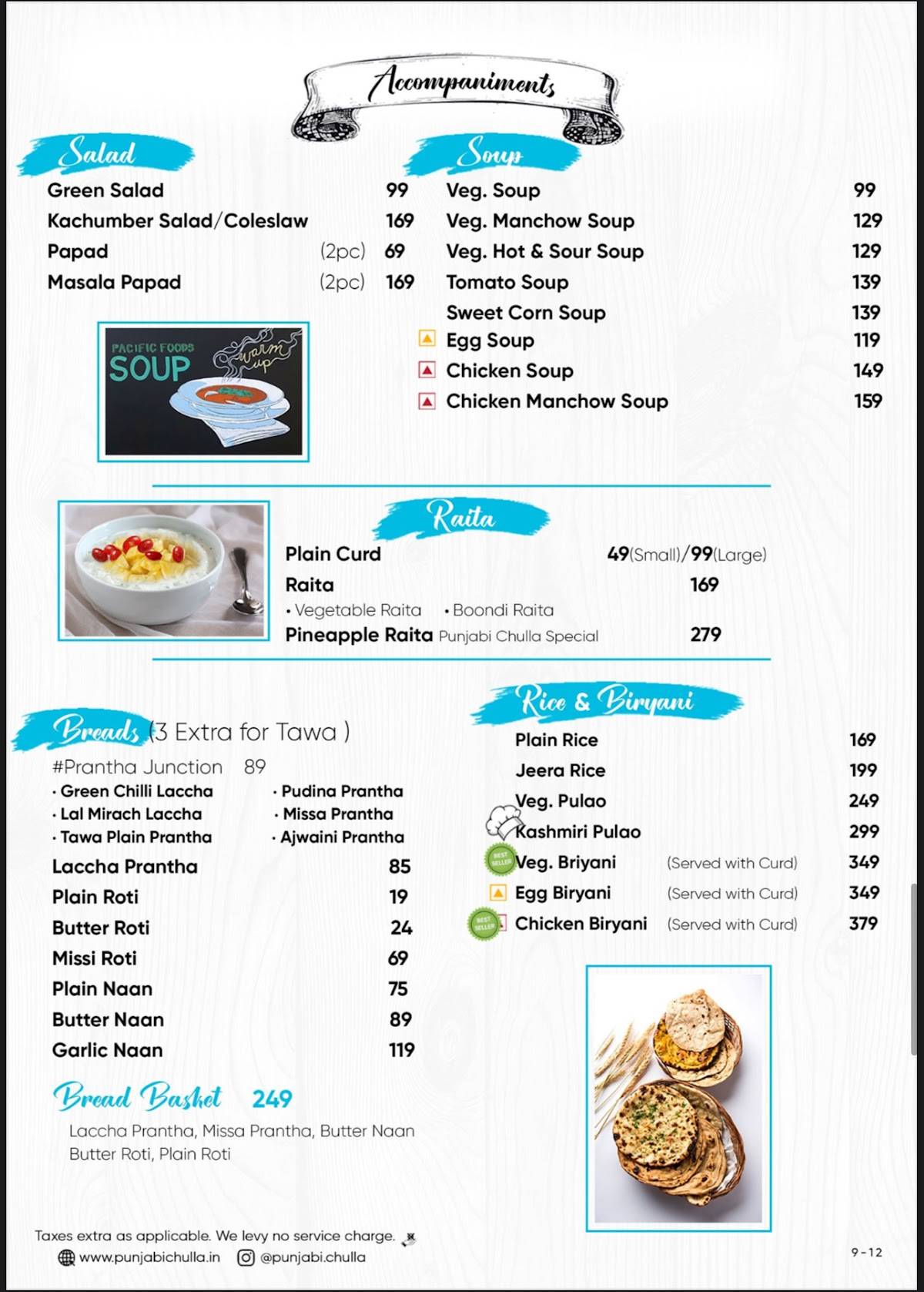 Punjabi Chulla menu