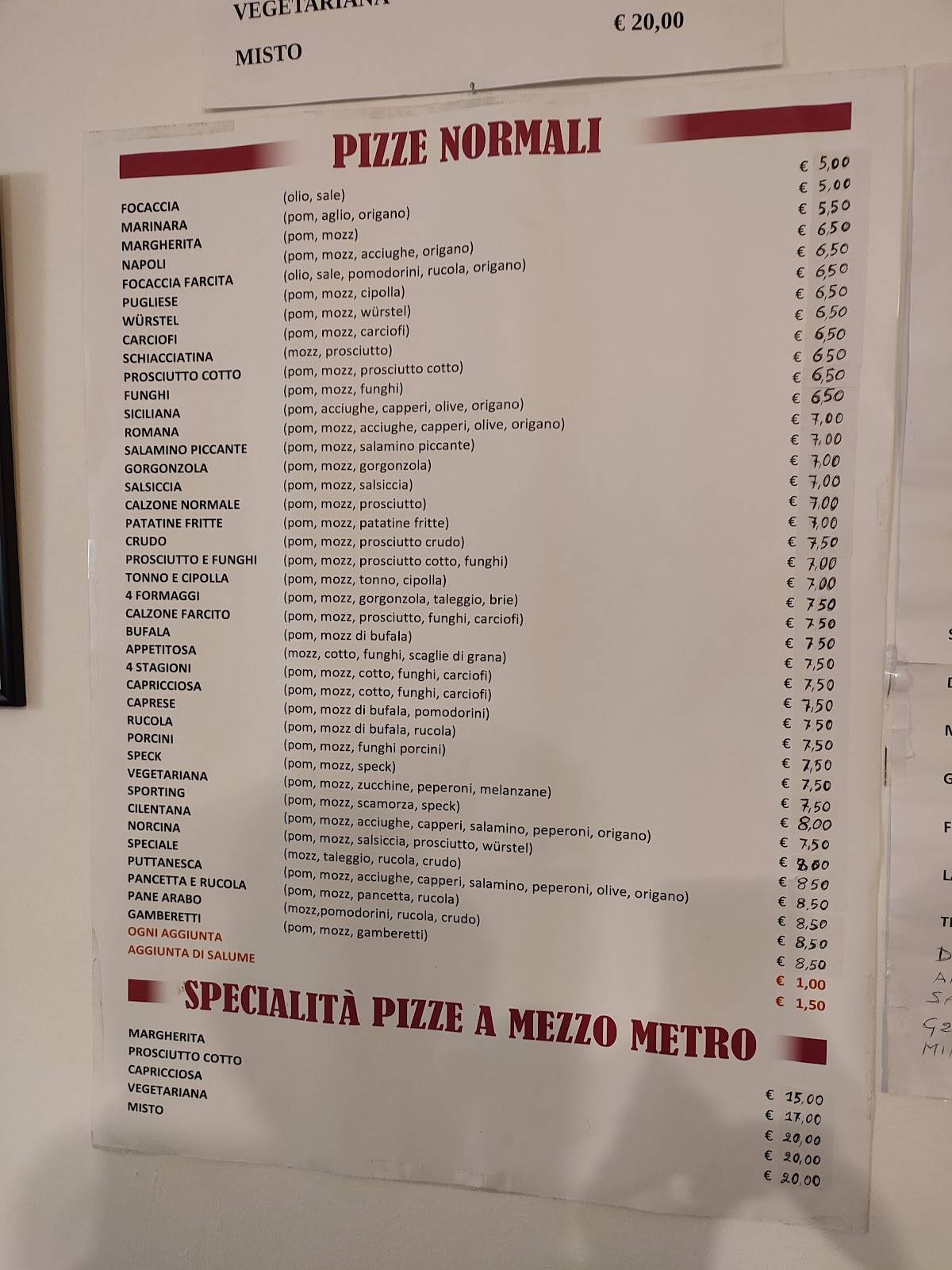 Menu di Punto Pizza Di Bonadio Maria Teresa 