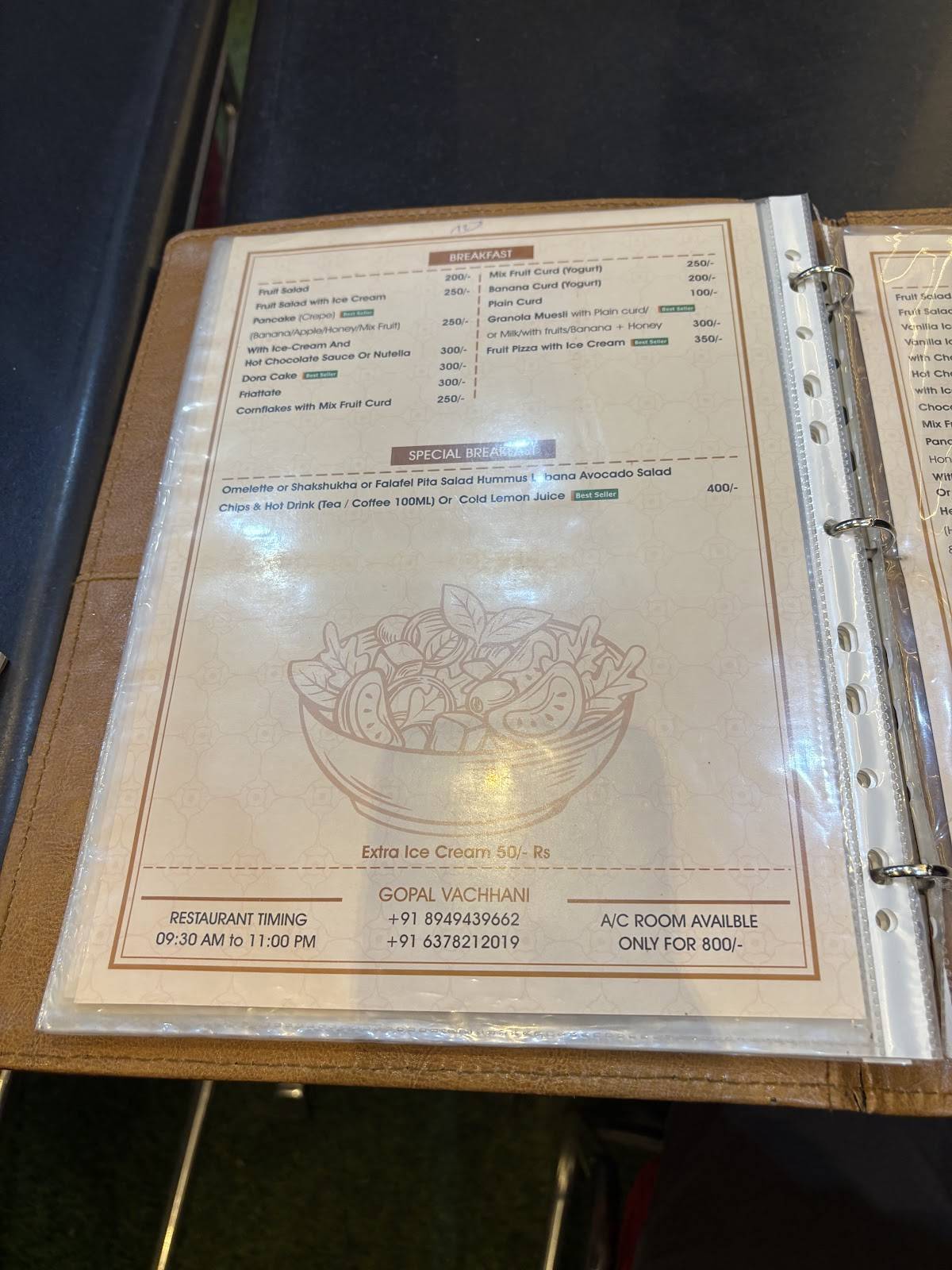 Rainbow Restaurant menu