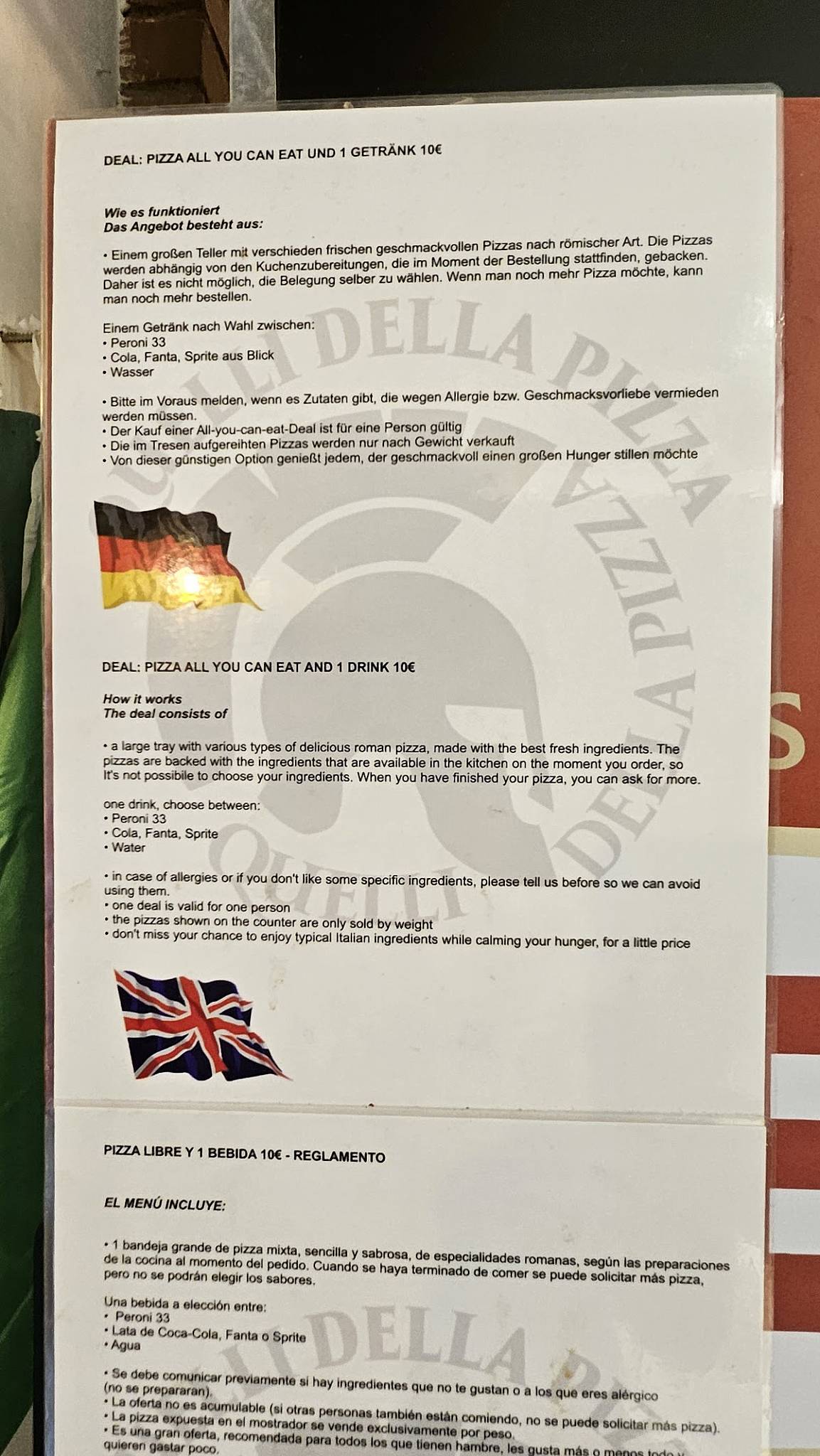 Menu di Quelli Della Pizza Roma 