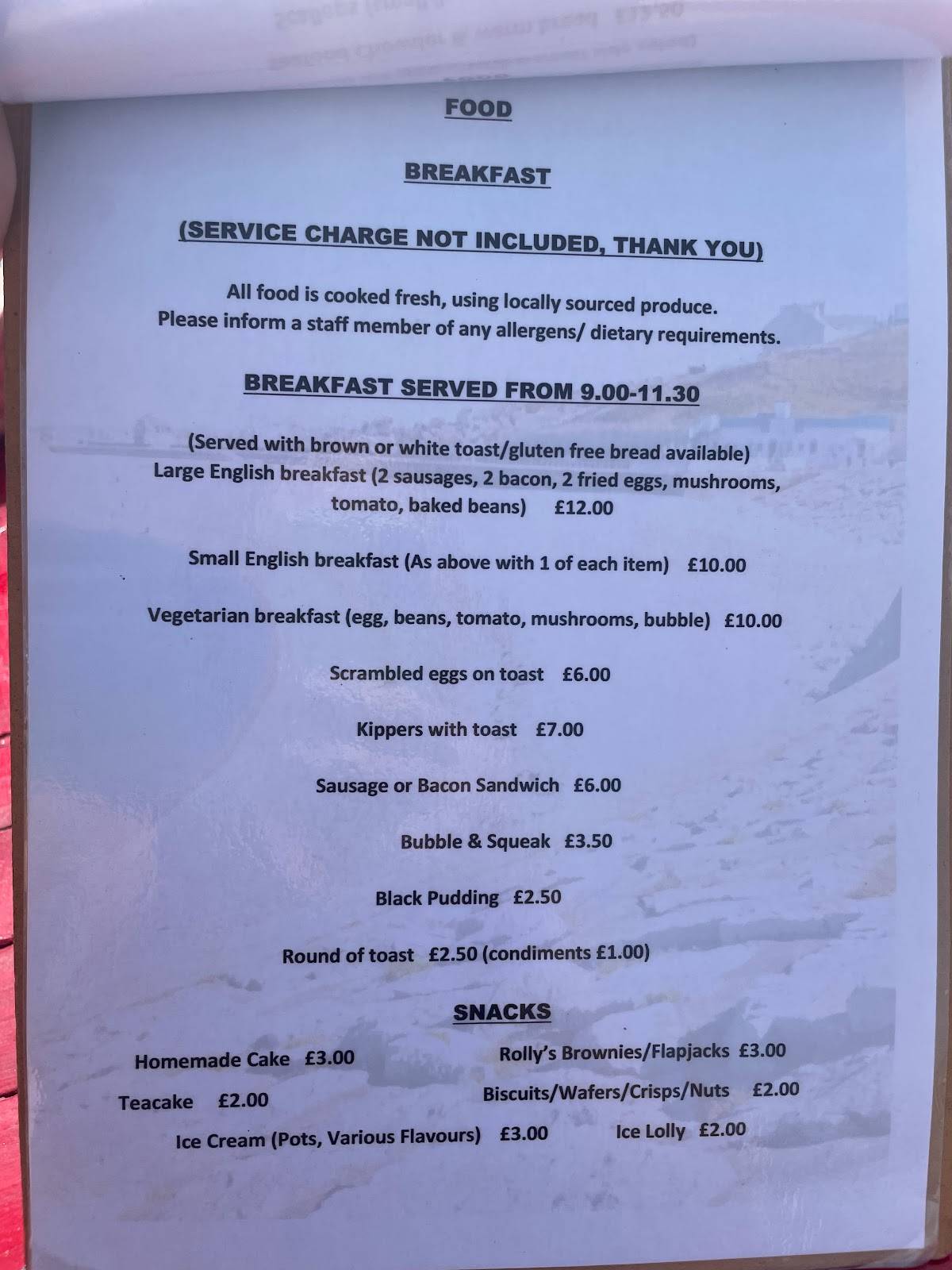 Menu at Quiddles Cafe, Portland, The Esplanade