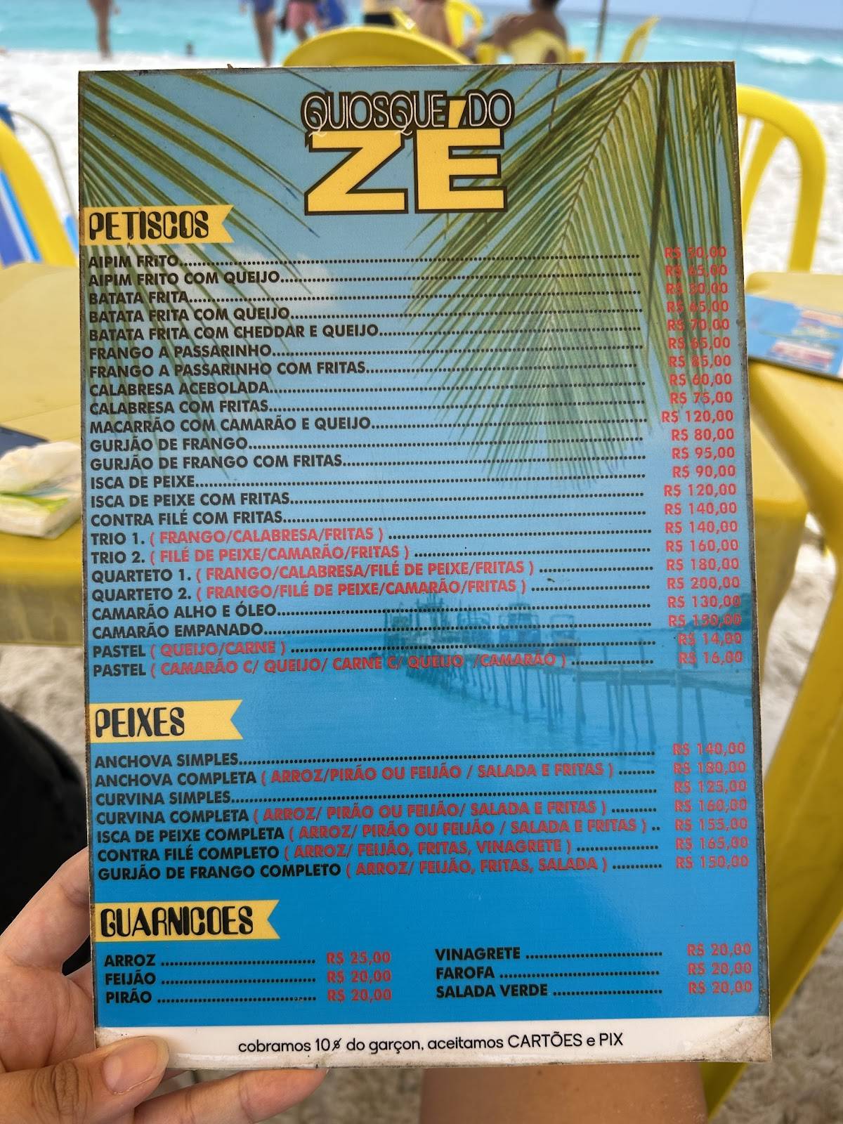 Quiosque do Zé cardápio