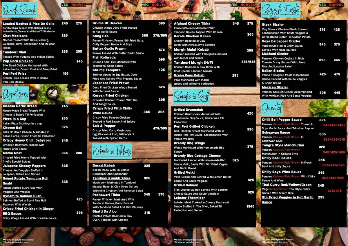 RAAG Kitchen and Pub menu