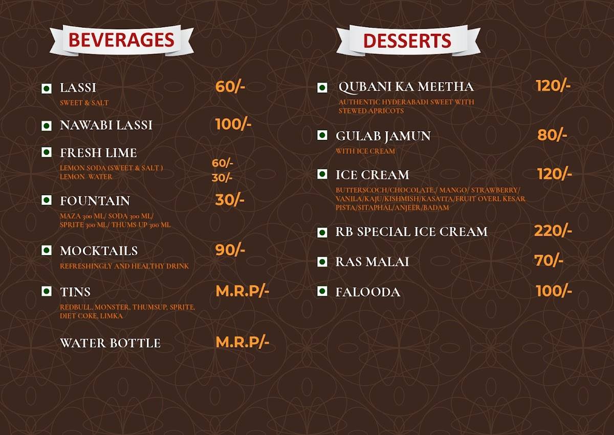 RB Restaurant Korutla menu