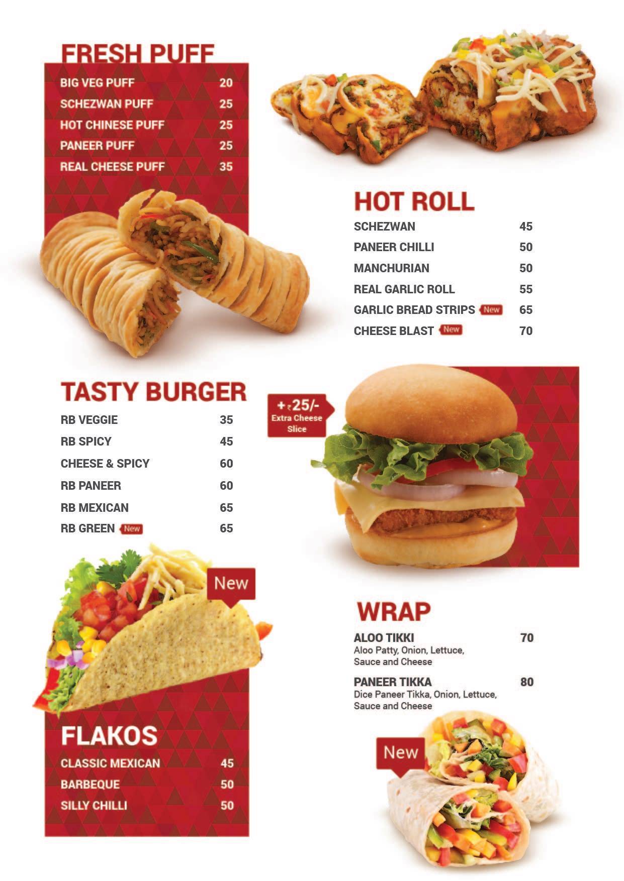 Real Bakers menu
