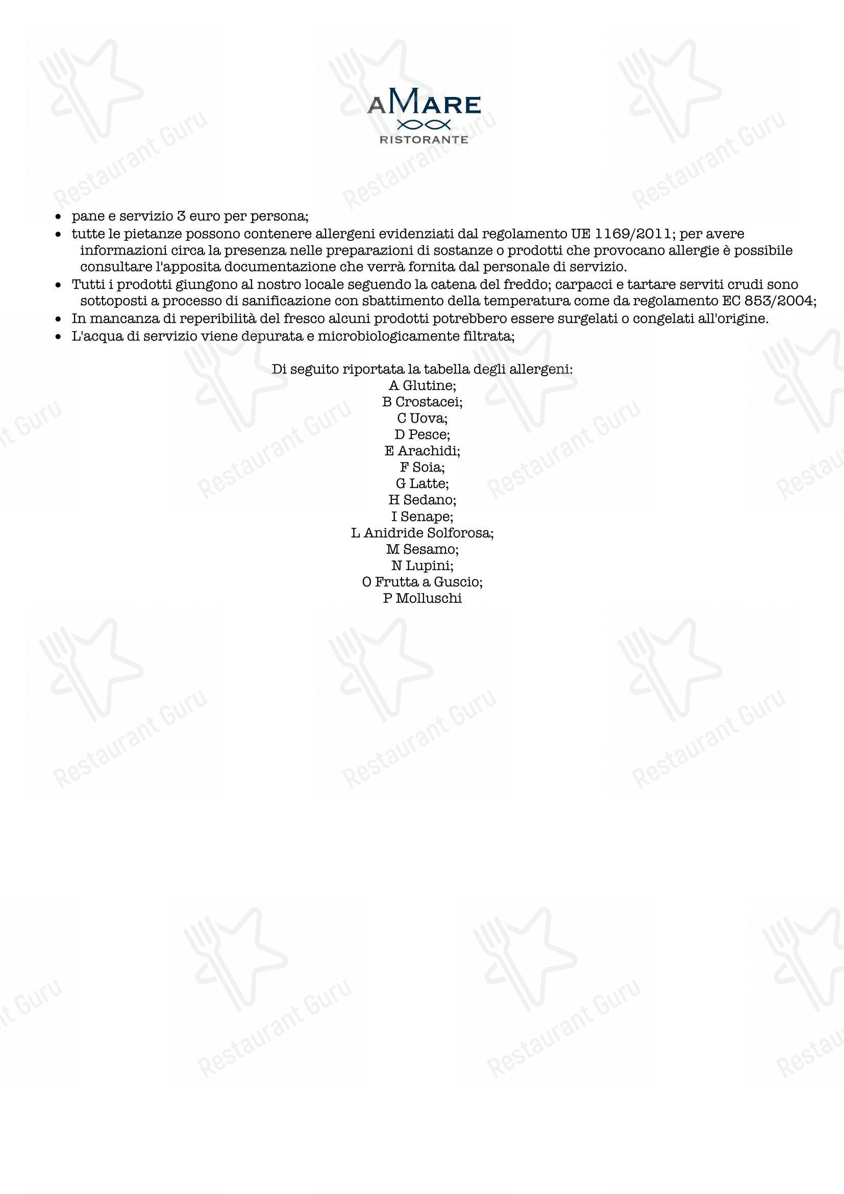 Menu bar per RISTORANTE AMARE ristorante