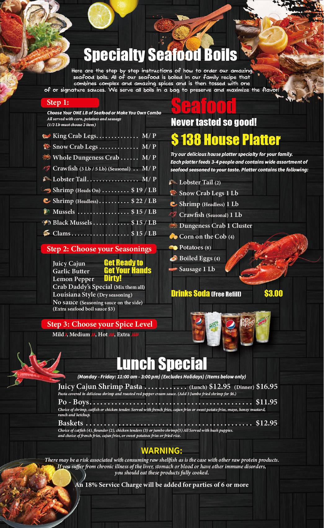 Menu at RUSTY CRAB DADDY restaurant, St.