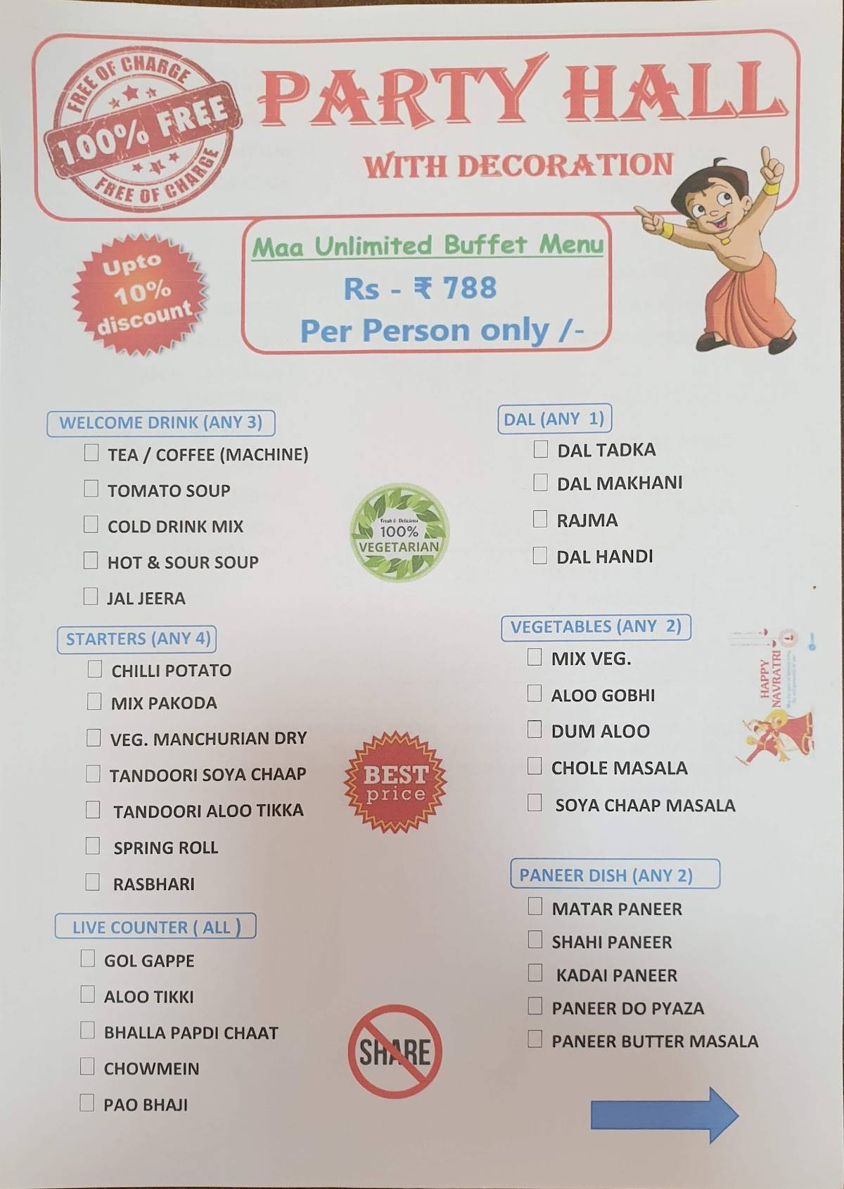 Menu at Radha Rani Kitchen (Pure Vegetarian), Greater Noida