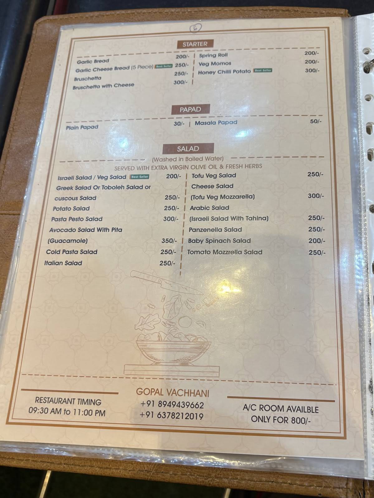 Rainbow Restaurant menu