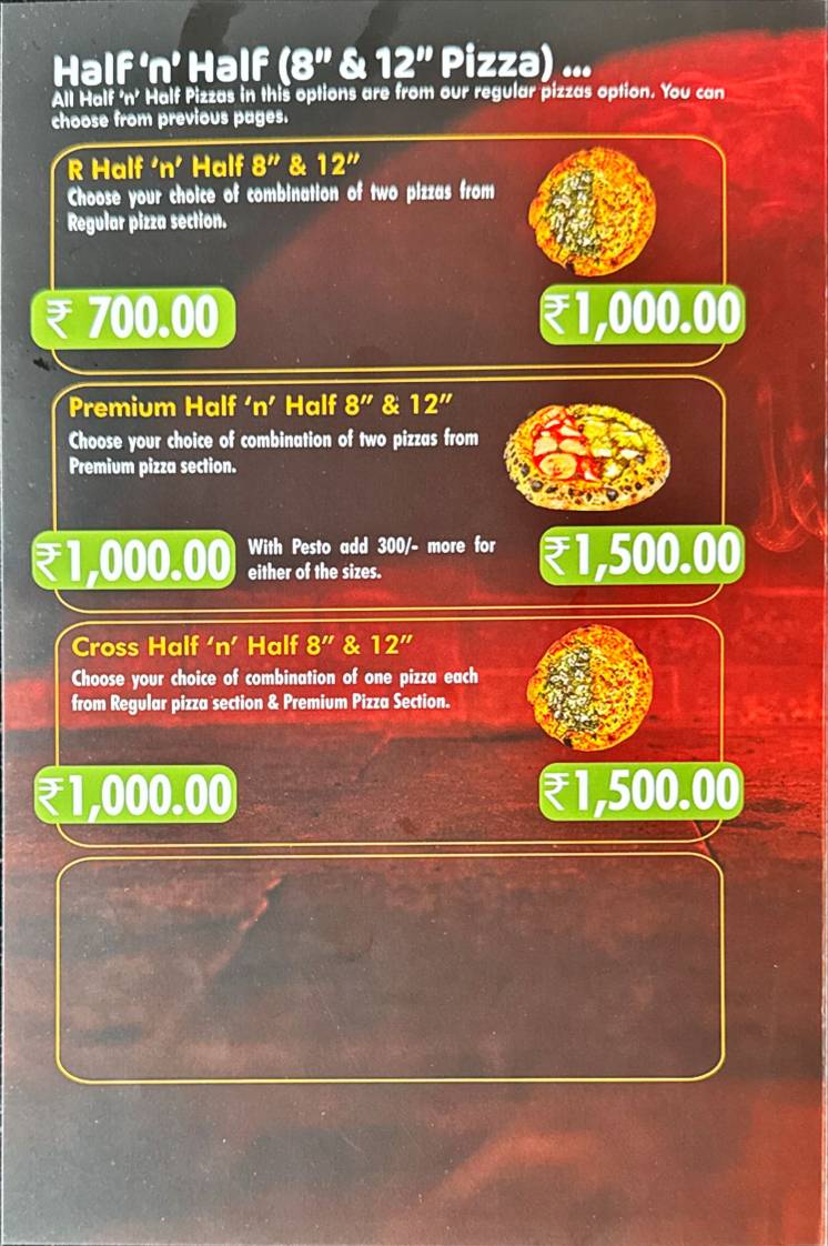 Gustos Pizzeria menu