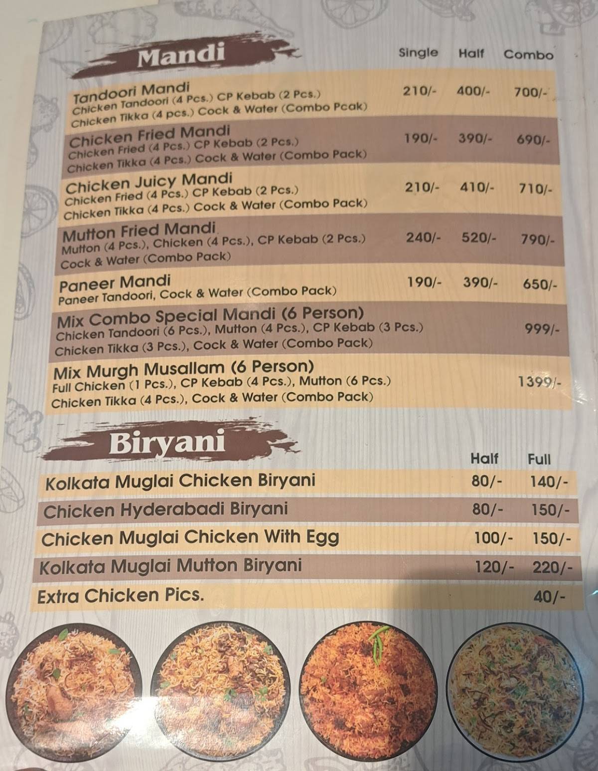 Arafat Restaurant menu