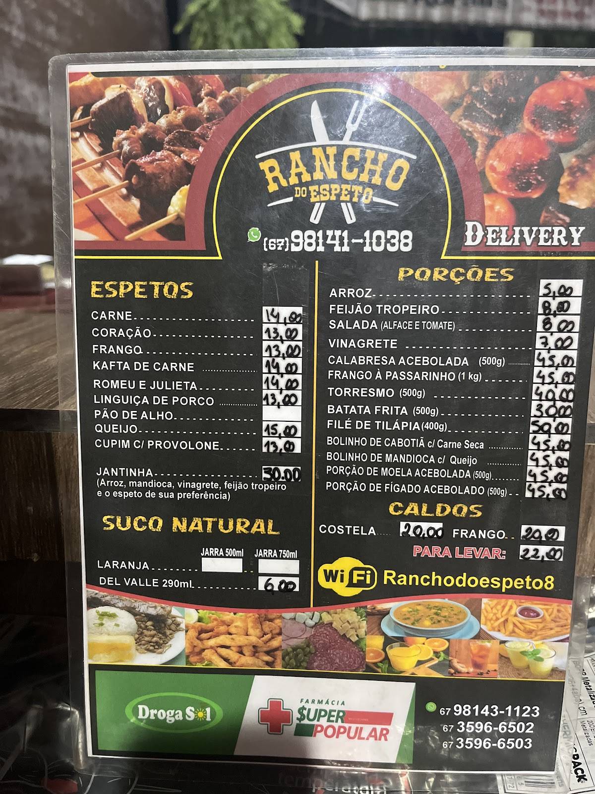 Rancho do Espeto cardápio