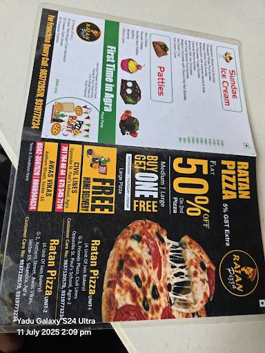 Ratan Pizza menu