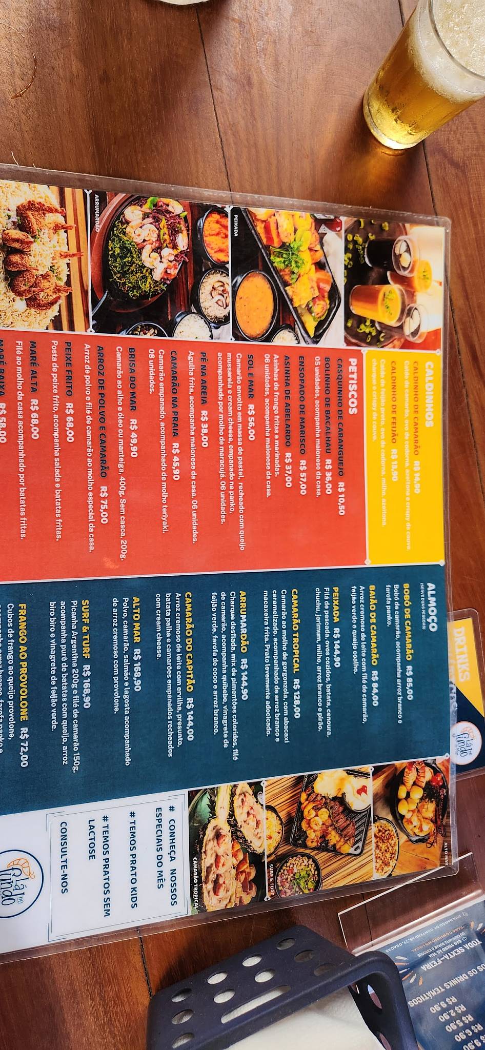 Lá no Fundo do Mar cardápio