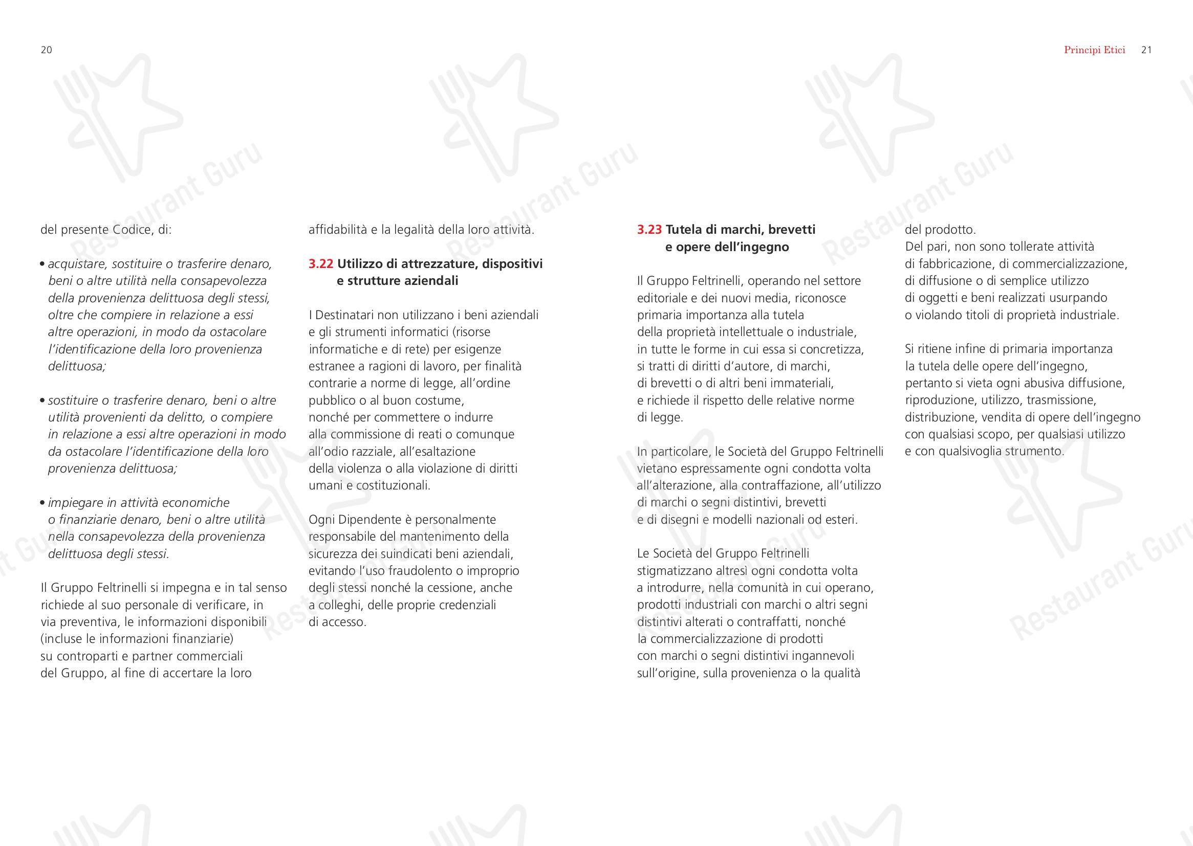 Feltrinelli Librerie in Milano - Menu