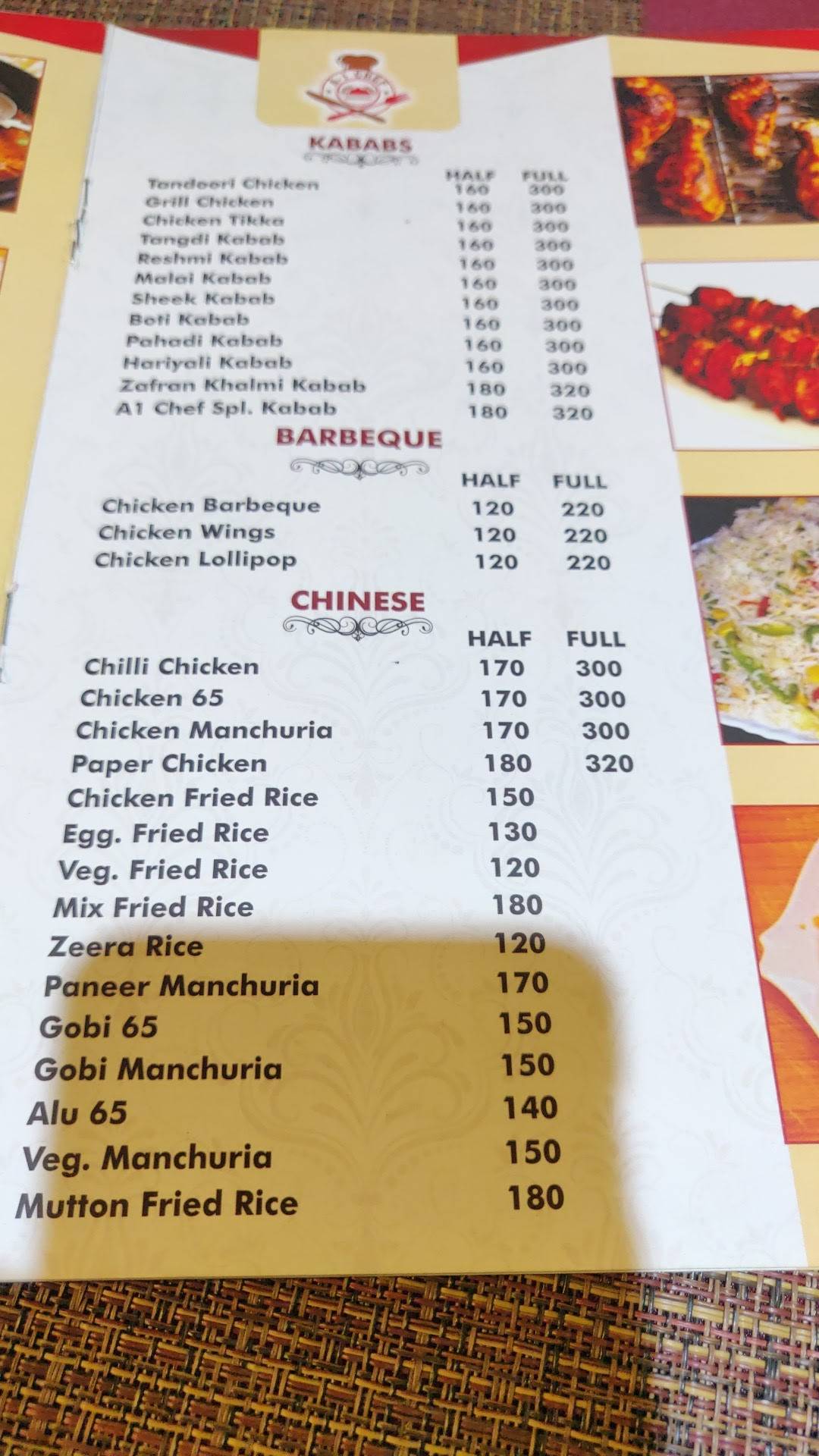 A-1 Chef menu