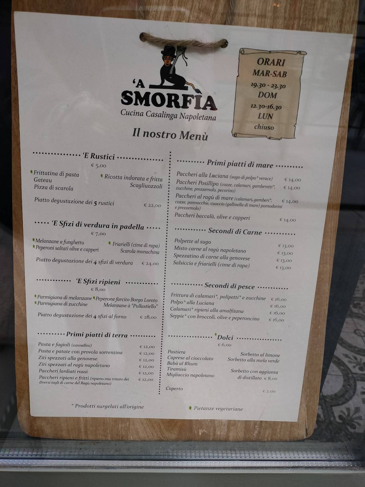 Menu di 'A Smorfia 