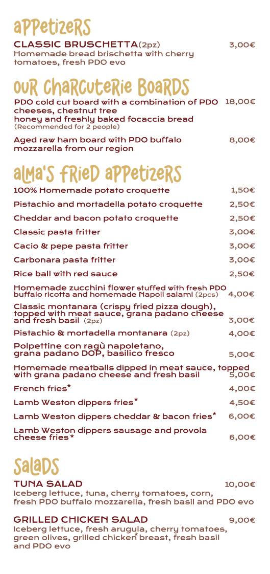 Menu di ALMA pizzeria gourmet 