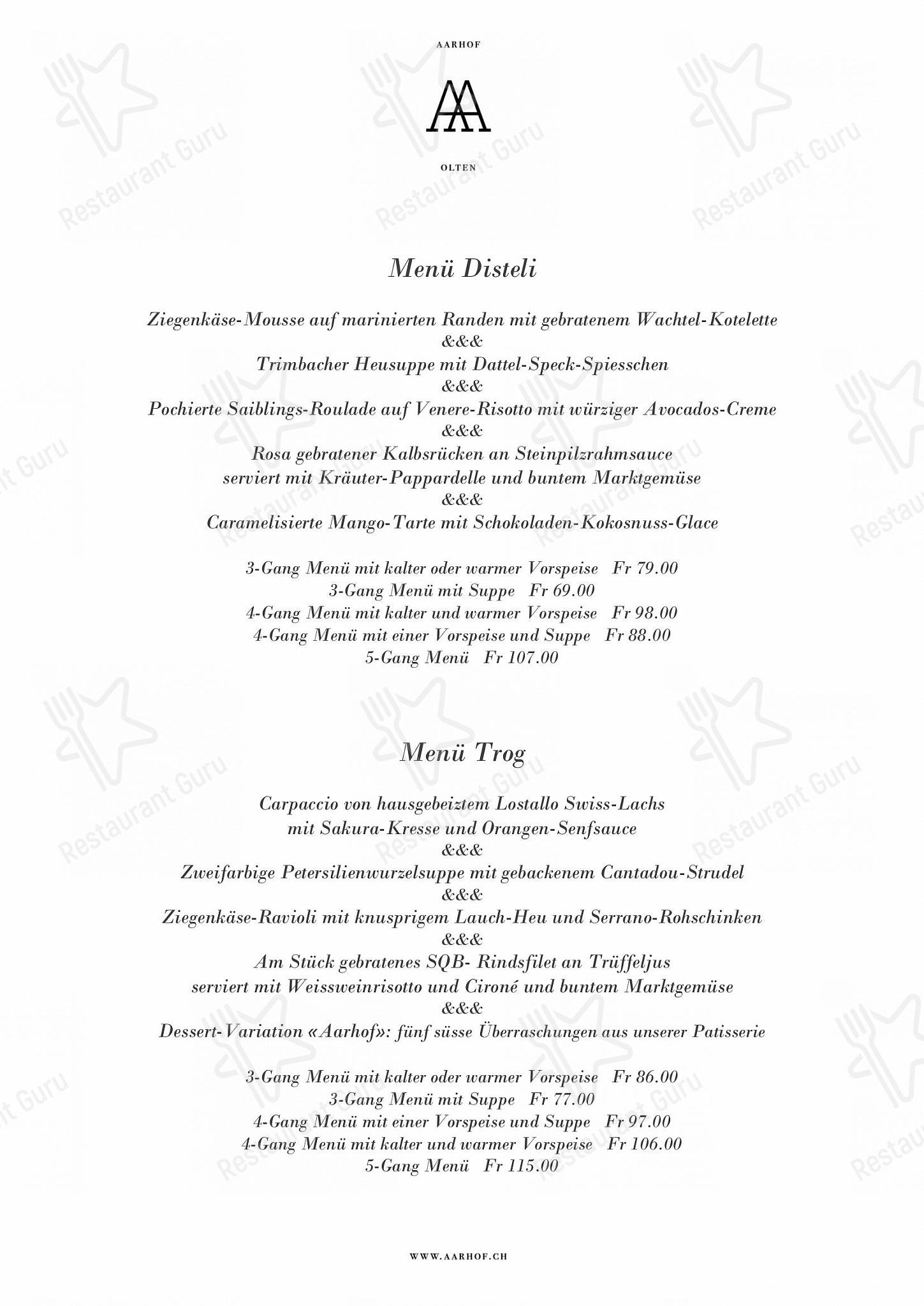 Коктейльная карта pour Restaurant Aarhof restaurant
