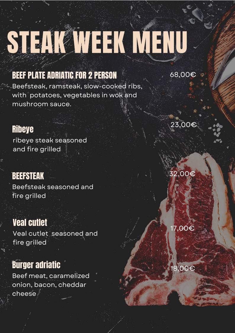 Menu di Restaurant Adriatic and Apartments Villa Ruža 