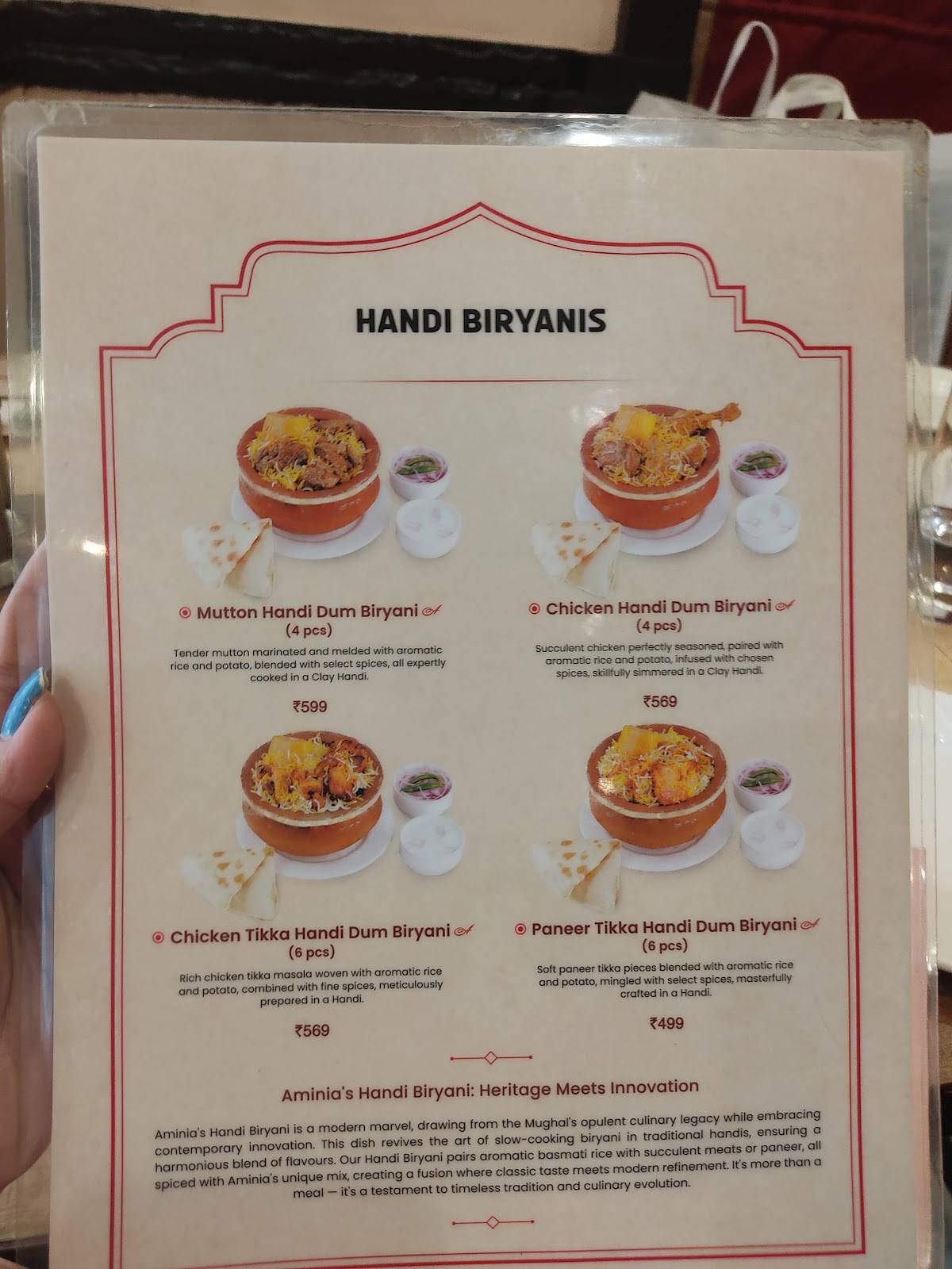 Aminia Restaurant - Golpark menu