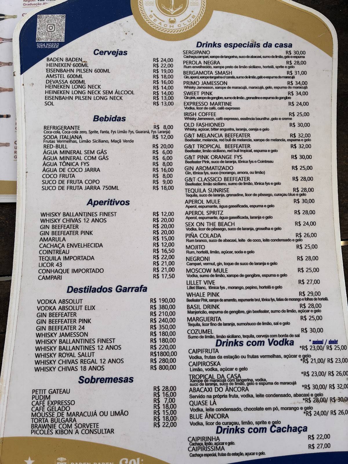 Âncora Beach cardápio