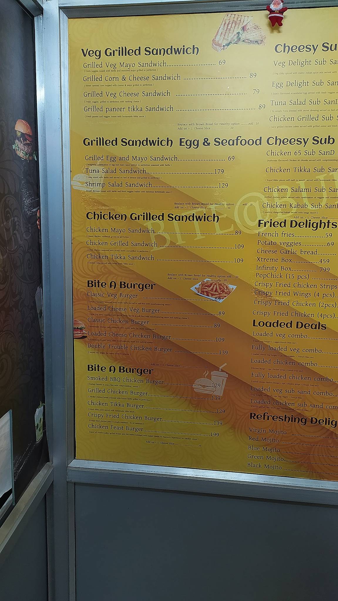 BITE @ BURG menu