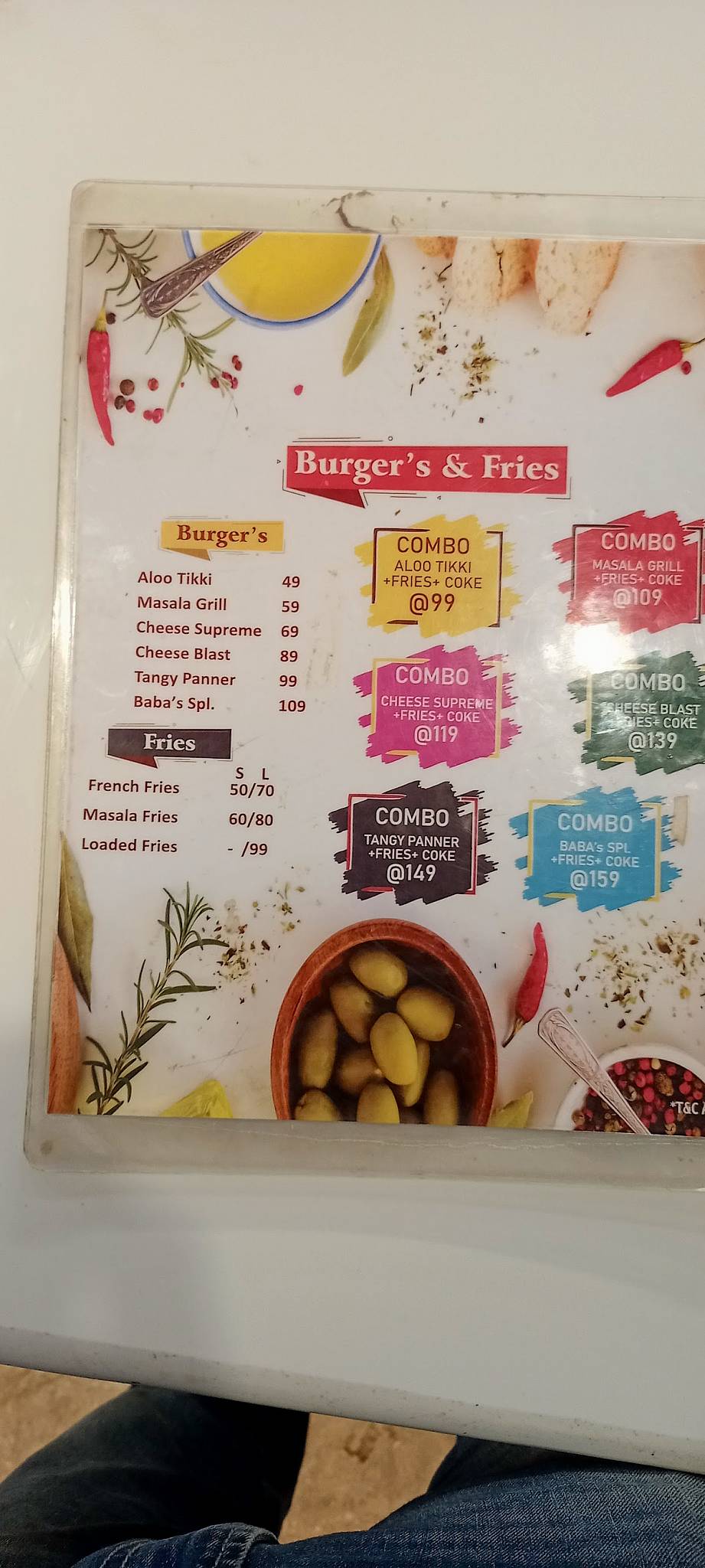 Baba Pizza Cafe menu