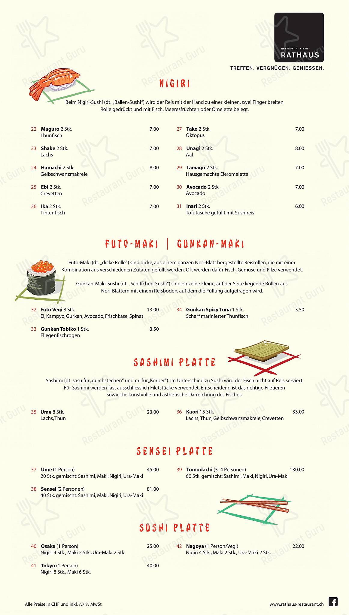 Lunch Menu per Restaurant Bar Rathaus in Altstätten