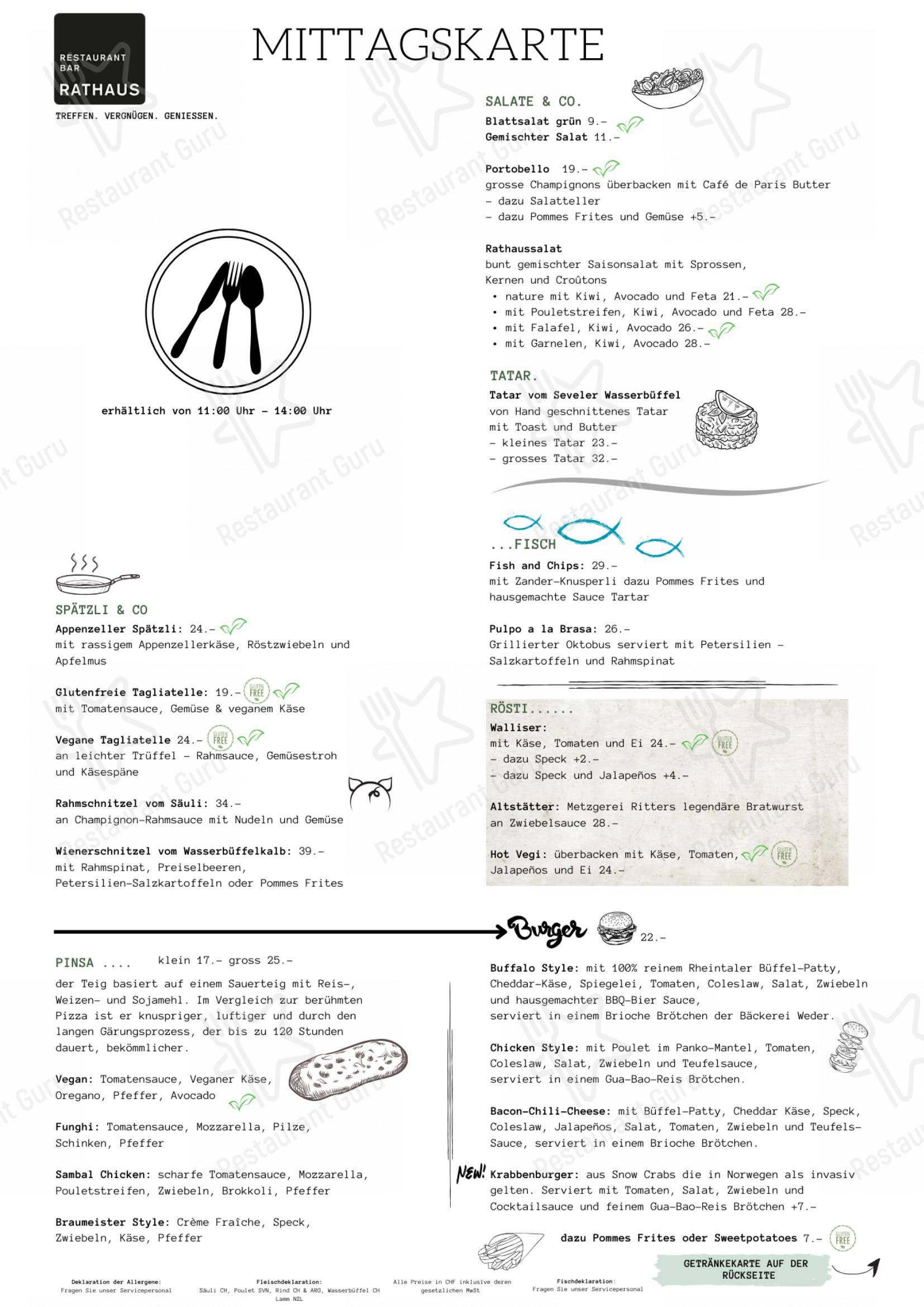 Menu bar per Restaurant Bar Rathaus in Altstätten