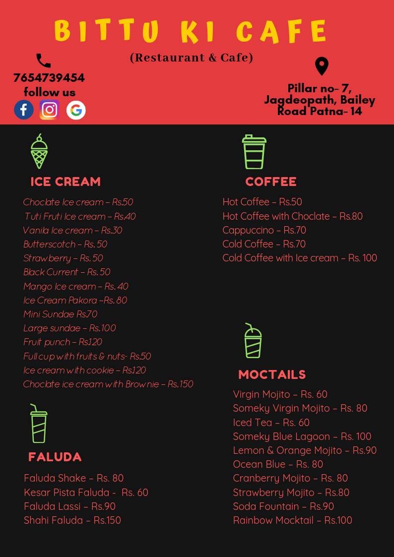 Bittu Ki Cafe menu