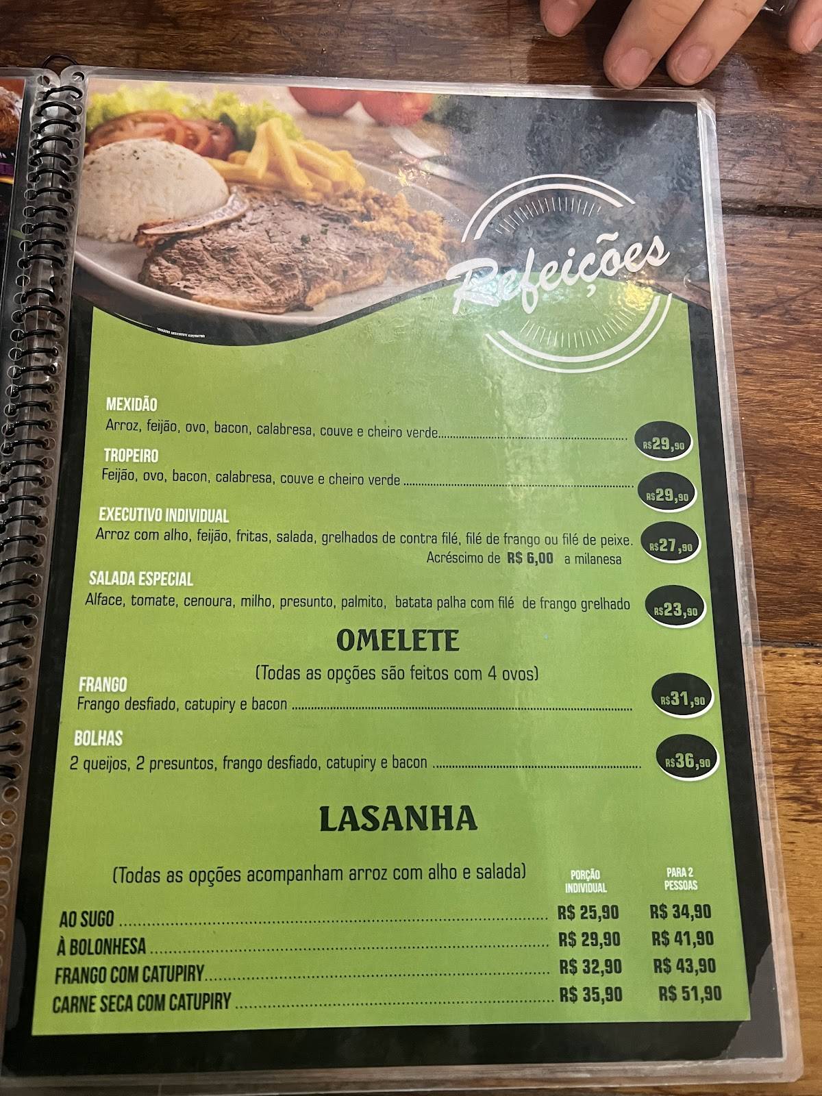 Bolhas burguer cardápio