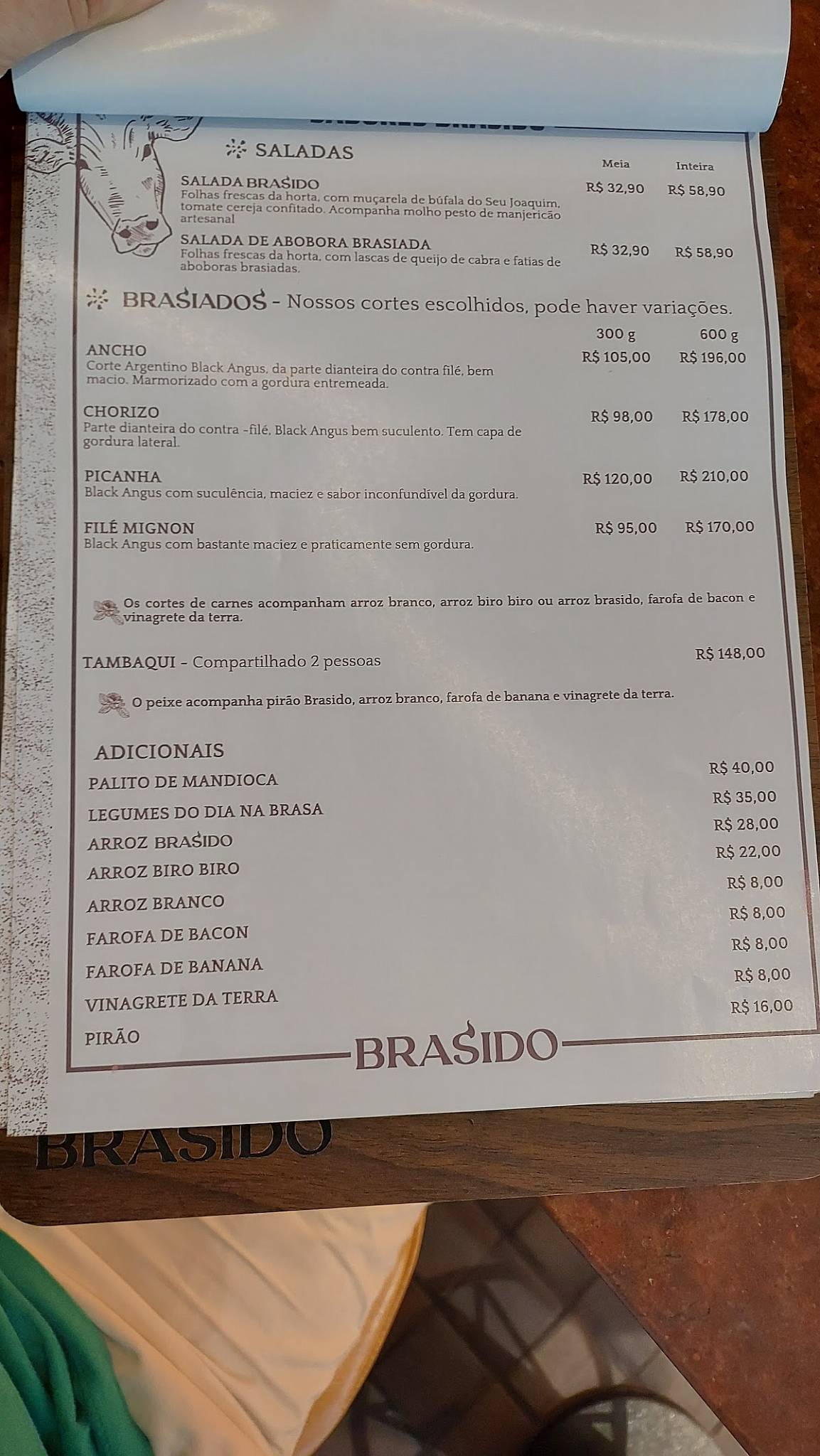 Brasido Restaurante cardápio