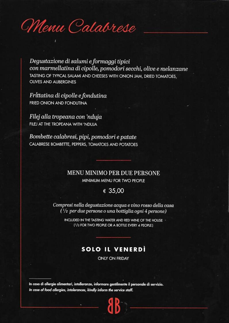 Menu di Brigitte Bistrot & Cafè e Pizzeria 