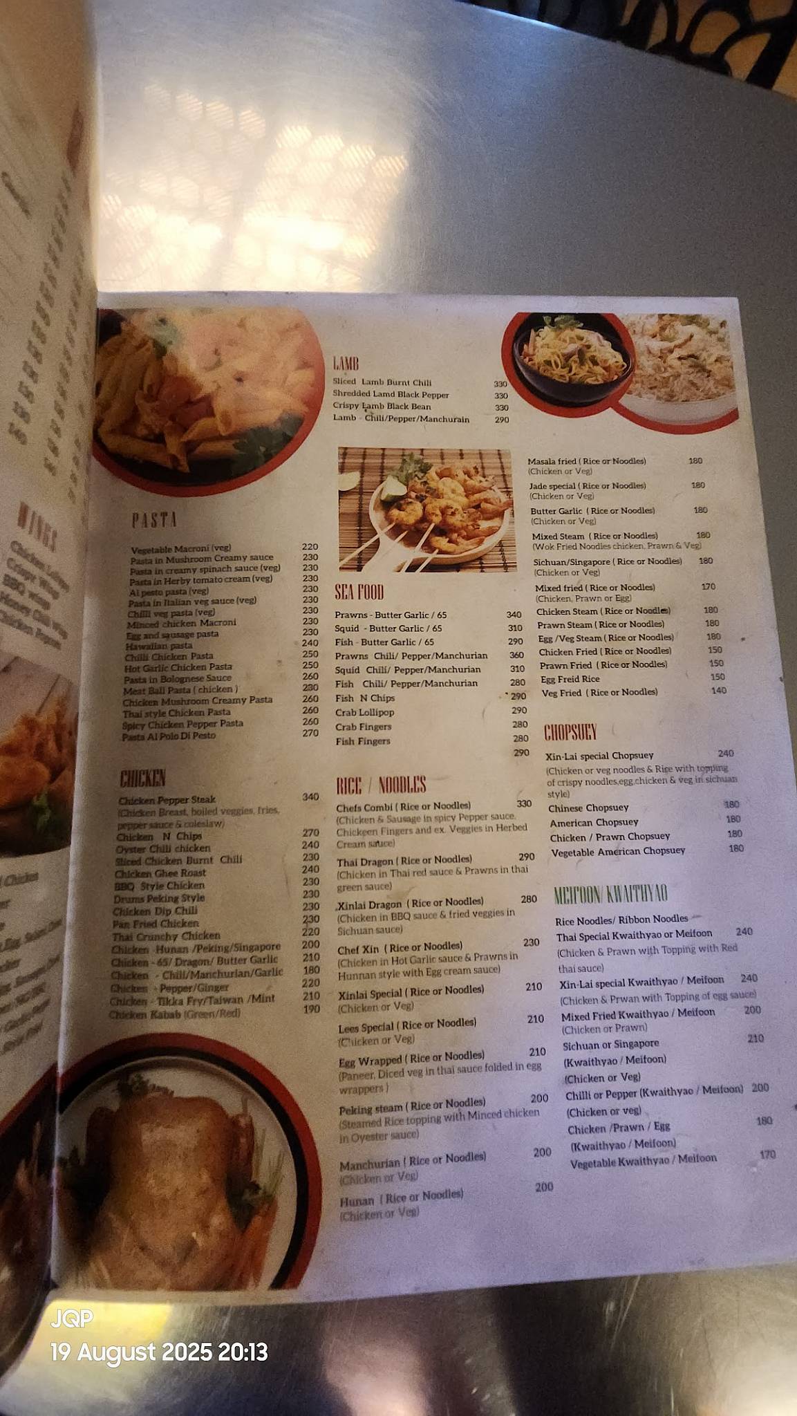 CHEFS RESTAURANTS menu