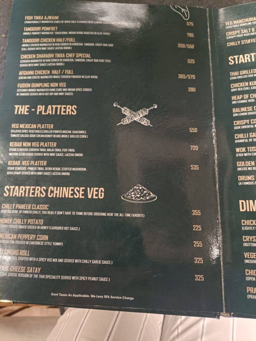 Cafe After Hours menu