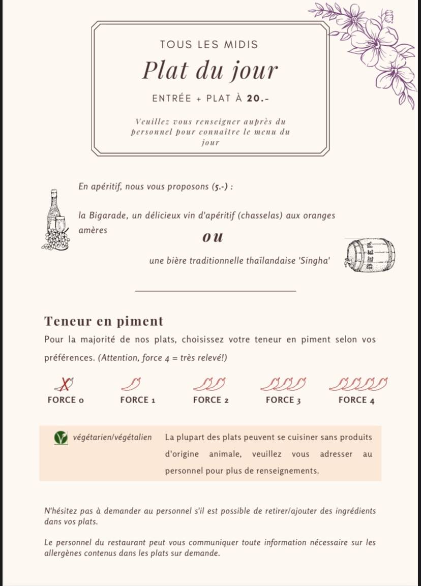 Menu di Café du Soleil 