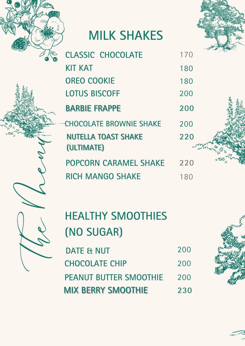 California Cake Cafe menu