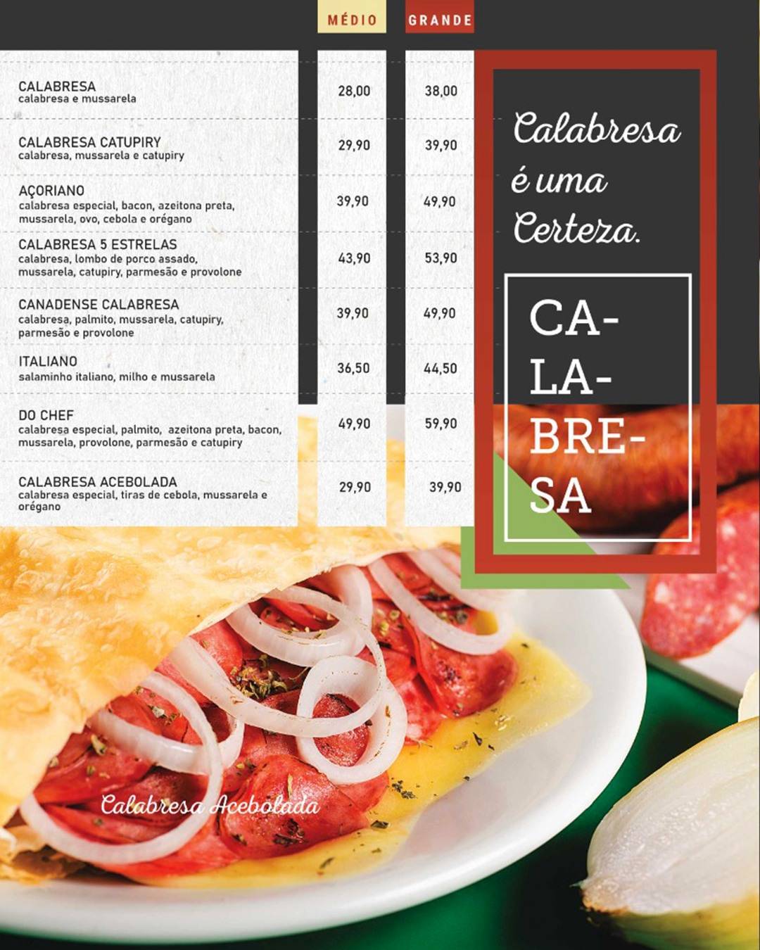 Casa do Pastel cardápio