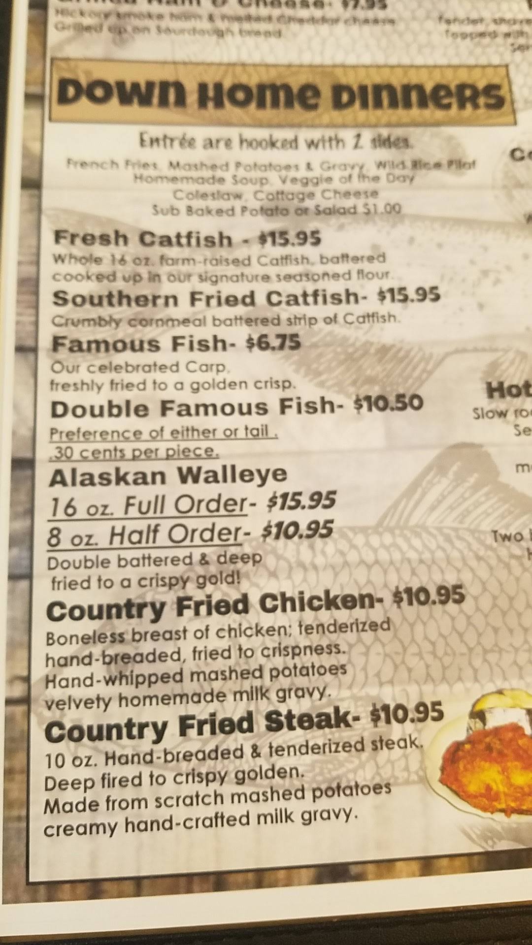 Menu at Catfish Lake at the Lodge pub & bar, Bellevue, Clay St