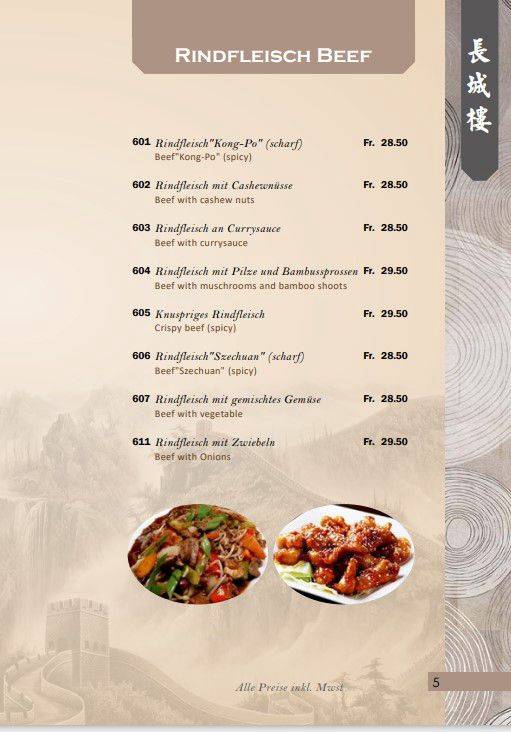 Menu di Chang Cheng 