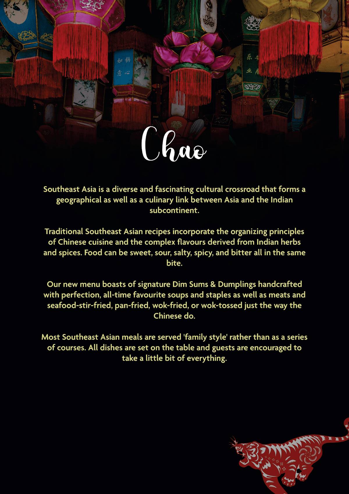 Chao Bella menu