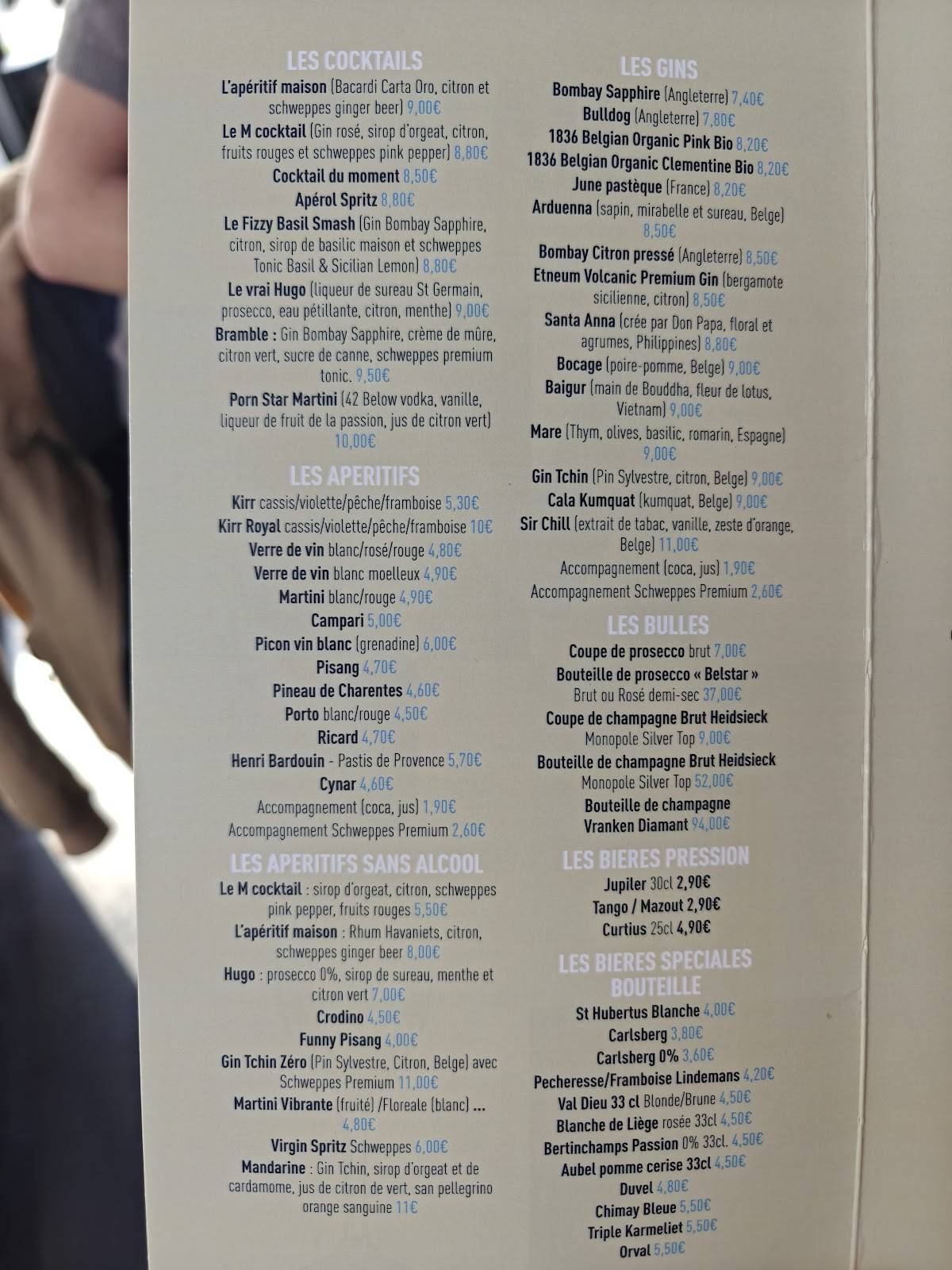 Menu de Chez M