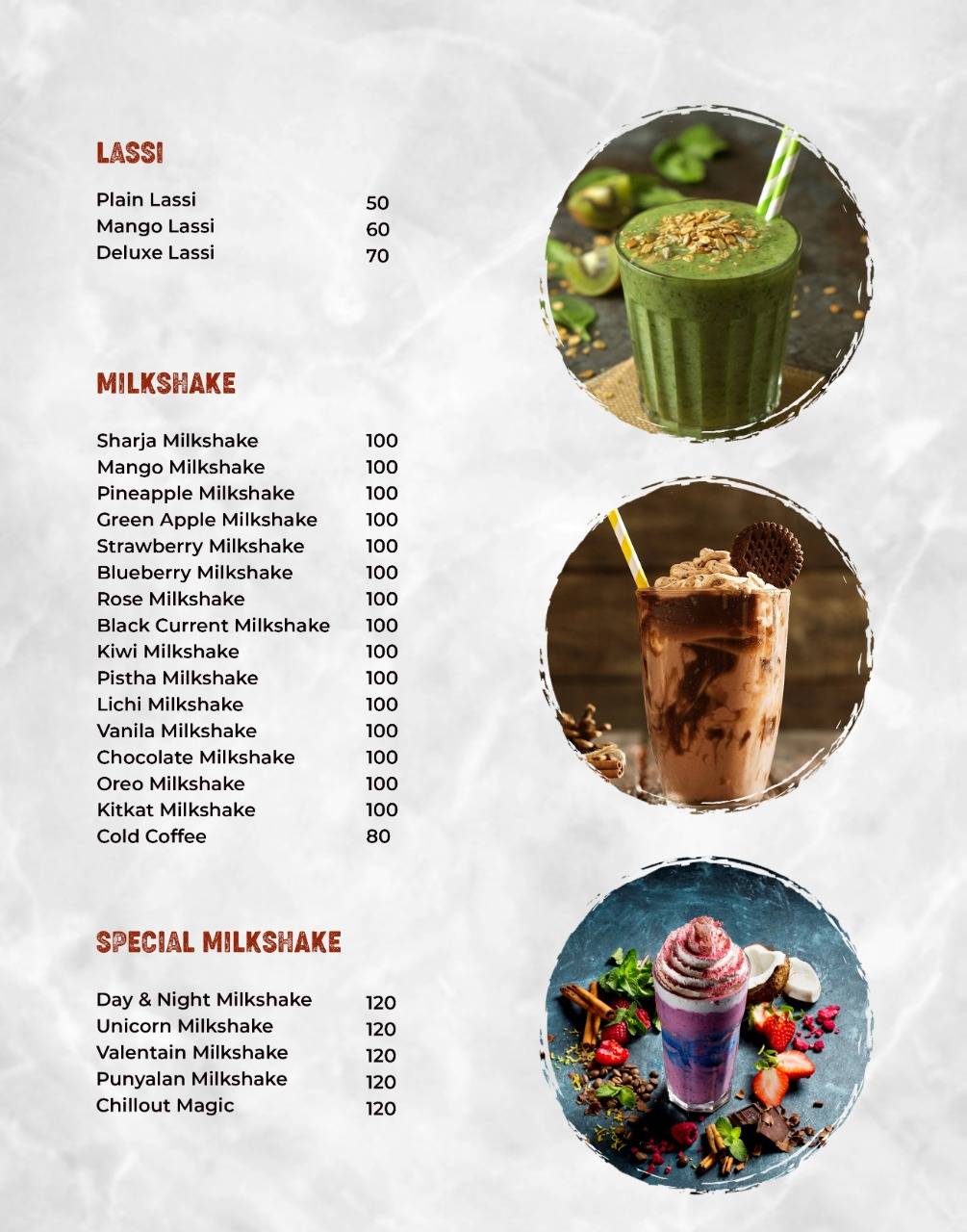 CHILLOUT CAFE RESTAURANT menu