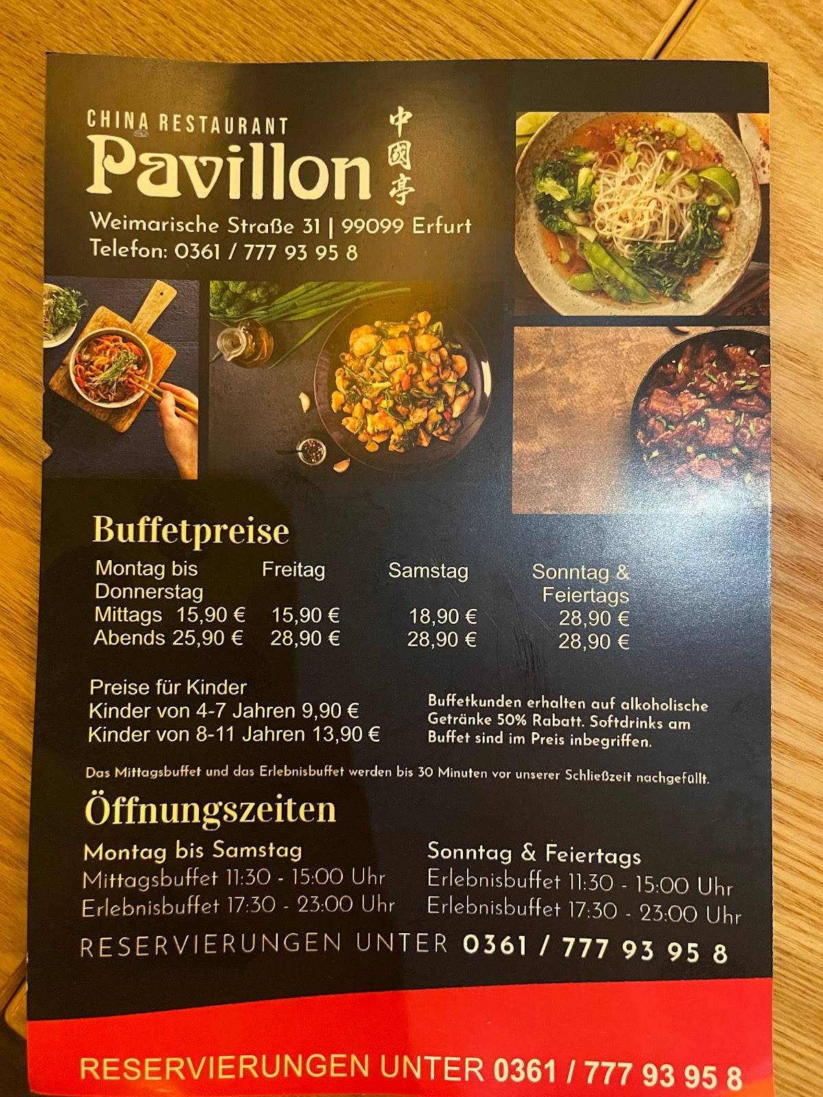 Speisekarte von Chinarestaurant Pavillon, Erfurt