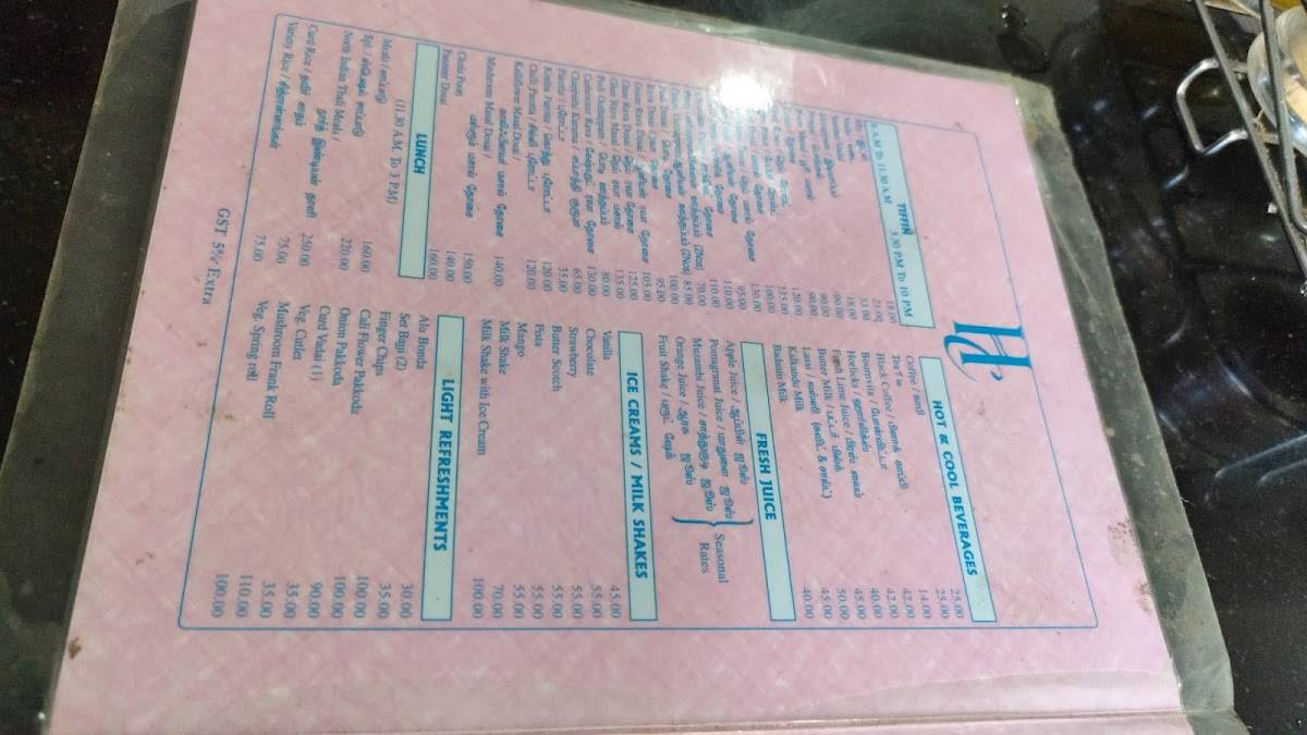 Chitra Restaurant menu