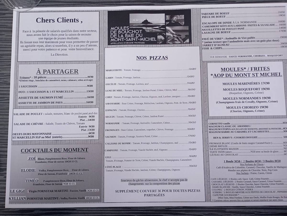 Menu de Côté Plage
