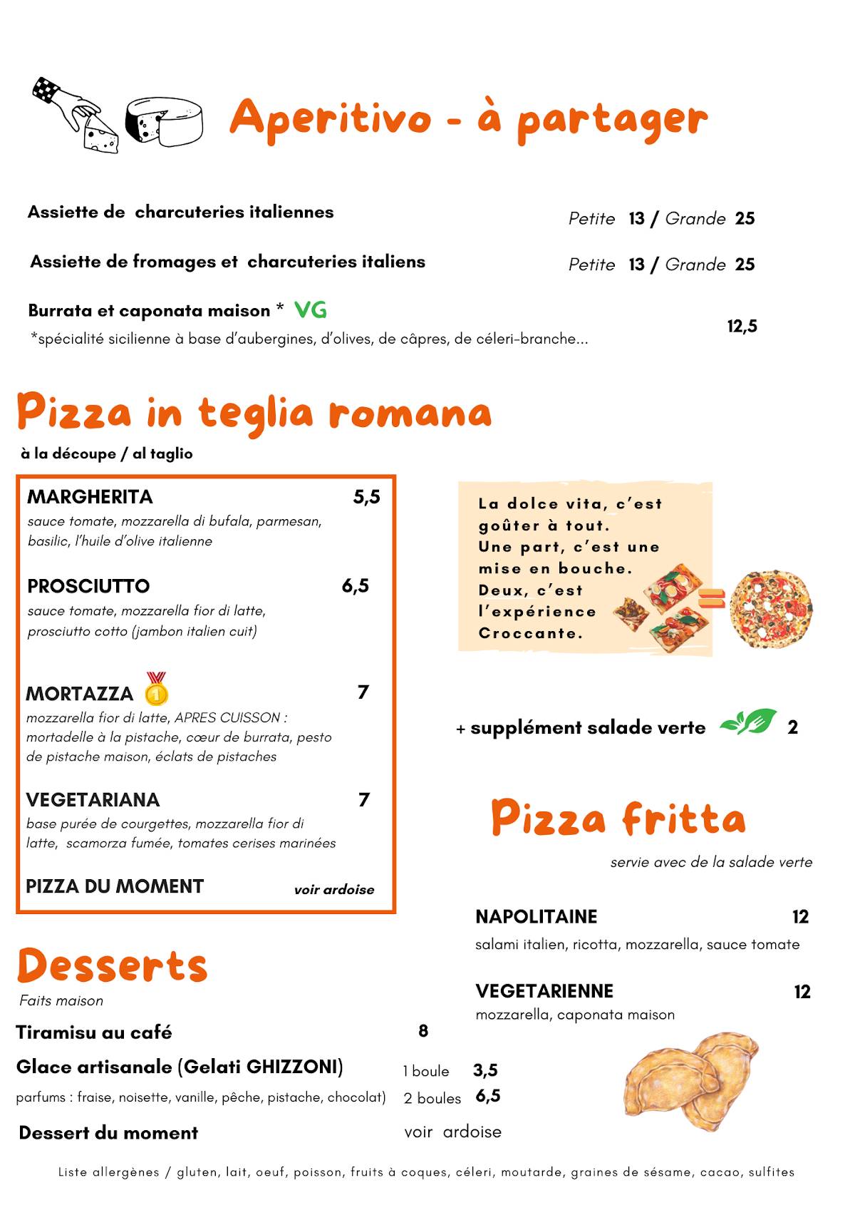 Menu de Croccante Pizzeria